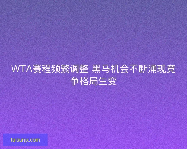 WTA赛程频繁调整 黑马机会不断涌现竞争格局生变