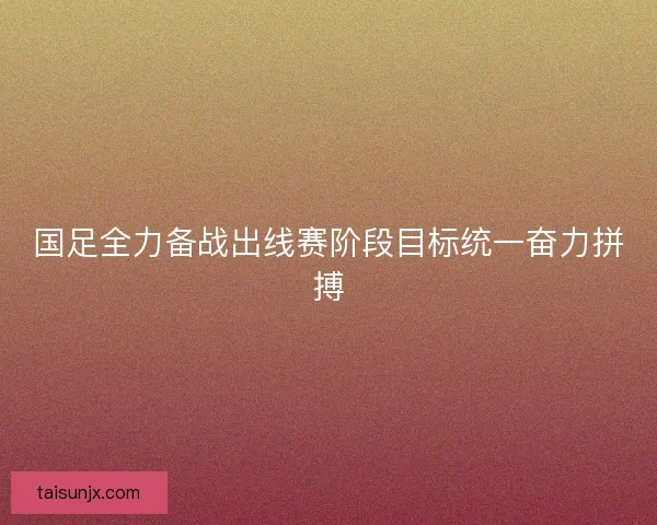 国足全力备战出线赛阶段目标统一奋力拼搏