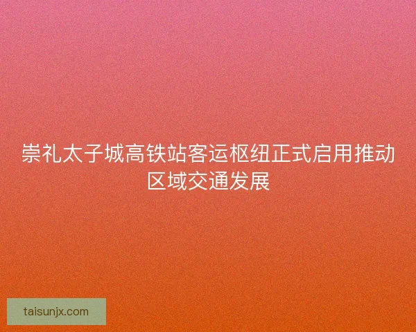 崇礼太子城高铁站客运枢纽正式启用推动区域交通发展 崇礼太子城高铁站客运枢纽正式启用推动区域交通发展