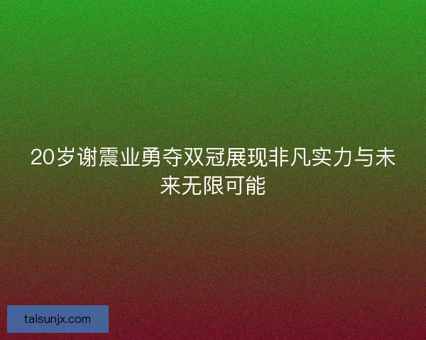 20岁谢震业勇夺双冠展现非凡实力与未来无限可能 20岁谢震业勇夺双冠展现非凡实力与未来无限可能
