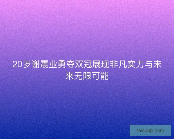 20岁谢震业勇夺双冠展现非凡实力与未来无限可能 20岁谢震业勇夺双冠展现非凡实力与未来无限可能
