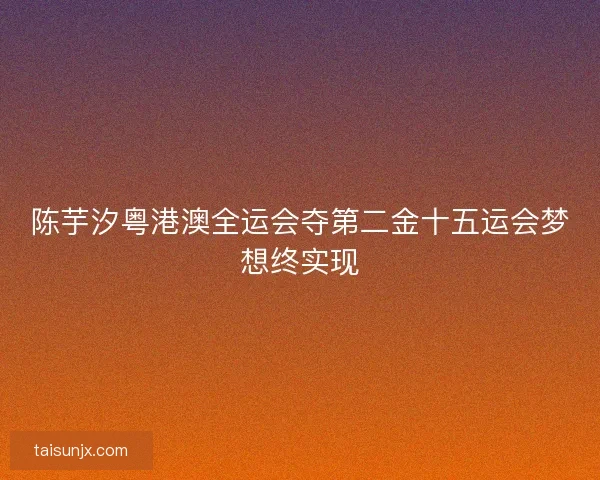 陈芋汐粤港澳全运会夺第二金十五运会梦想终实现 陈芋汐粤港澳全运会夺第二金十五运会梦想终实现